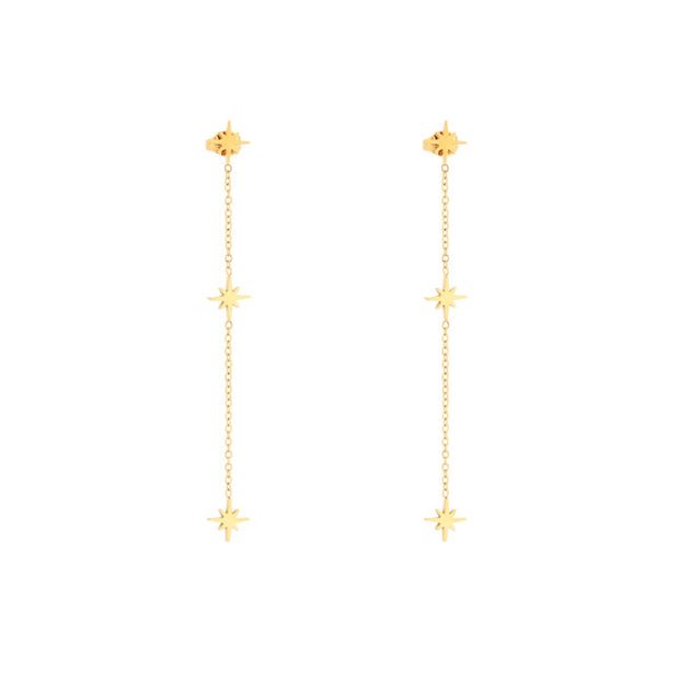 Boucles d'oreilles en acier long étoiles Alba