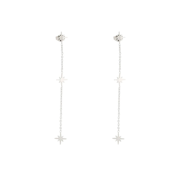 Boucles d'oreilles en acier long étoiles Alba