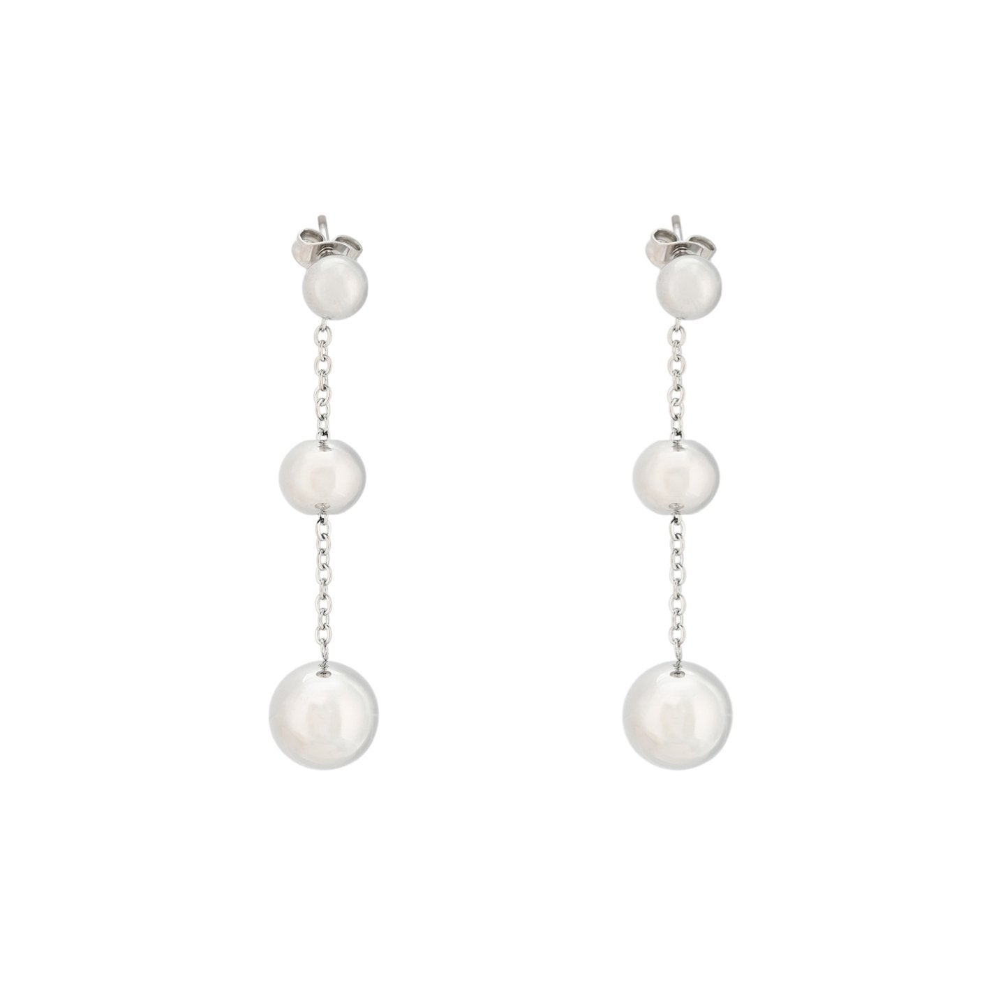 Boucles d'oreilles Esmée en acier long boules