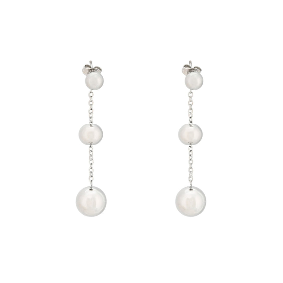 Boucles d'oreilles Esmée en acier long boules