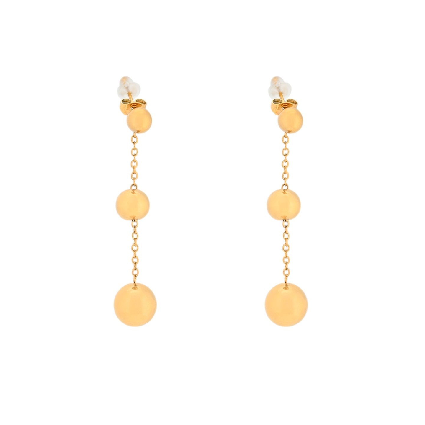 Boucles d'oreilles Esmée en acier long boules