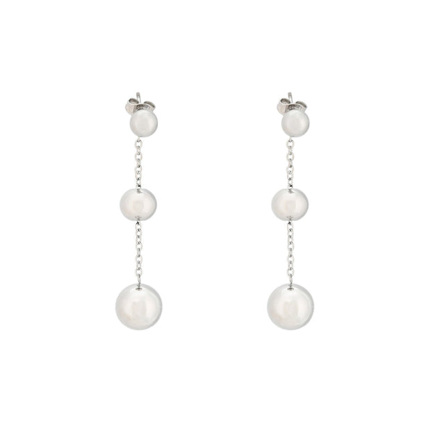Boucles d'oreilles Esmée en acier long boules