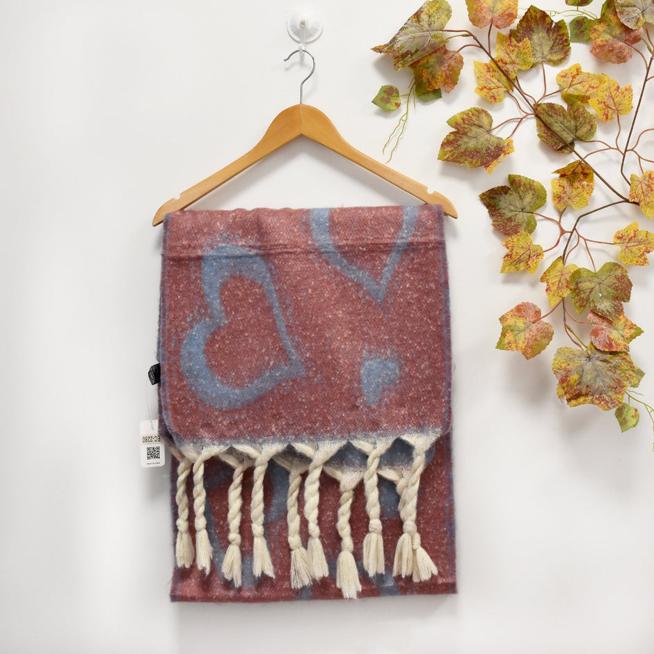Foulard coeur avec frange tressée