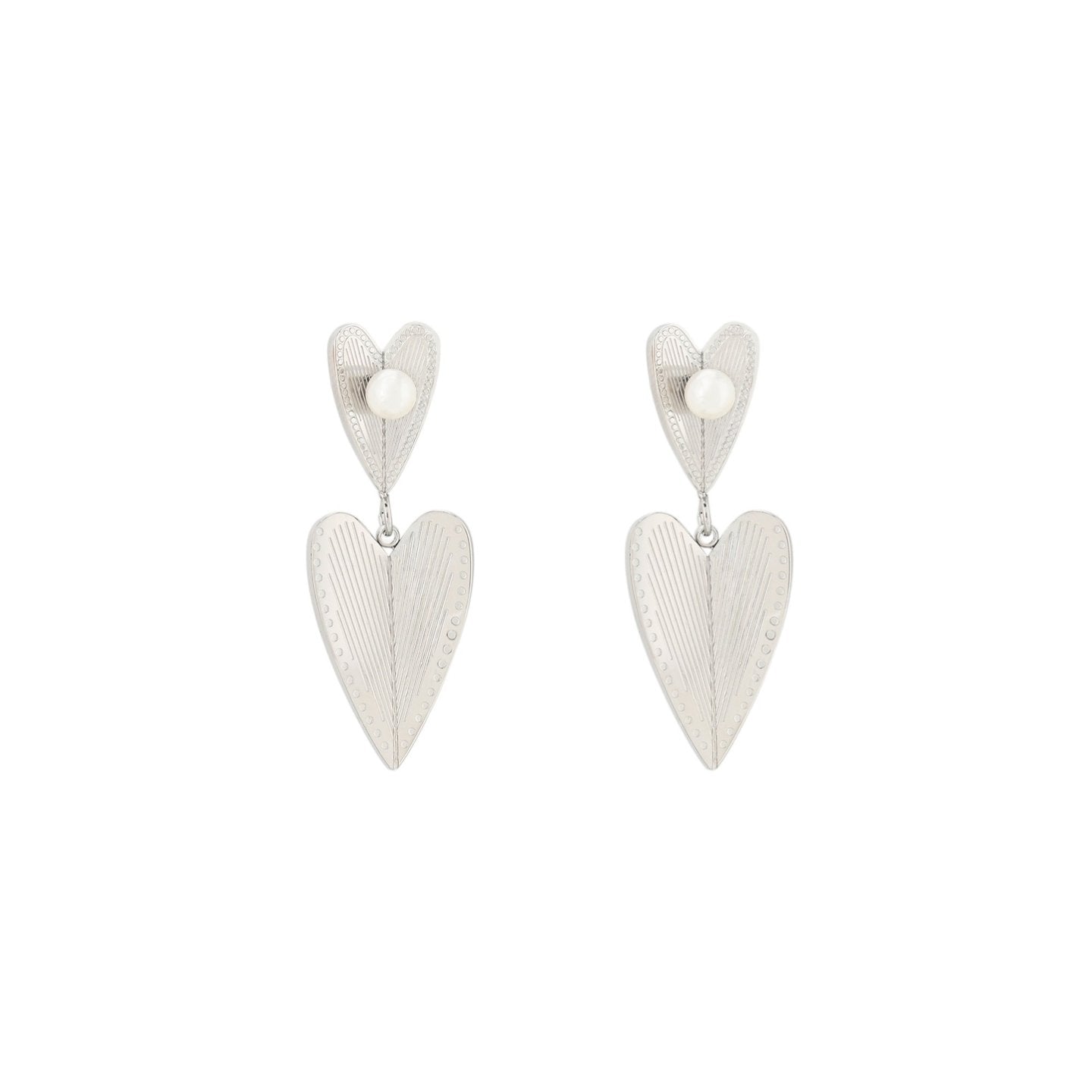 Boucles d'oreilles Esmée en acier suspendu double coeur GB