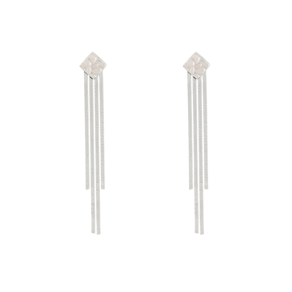 Boucles d'oreilles Esmée acier long avec frange