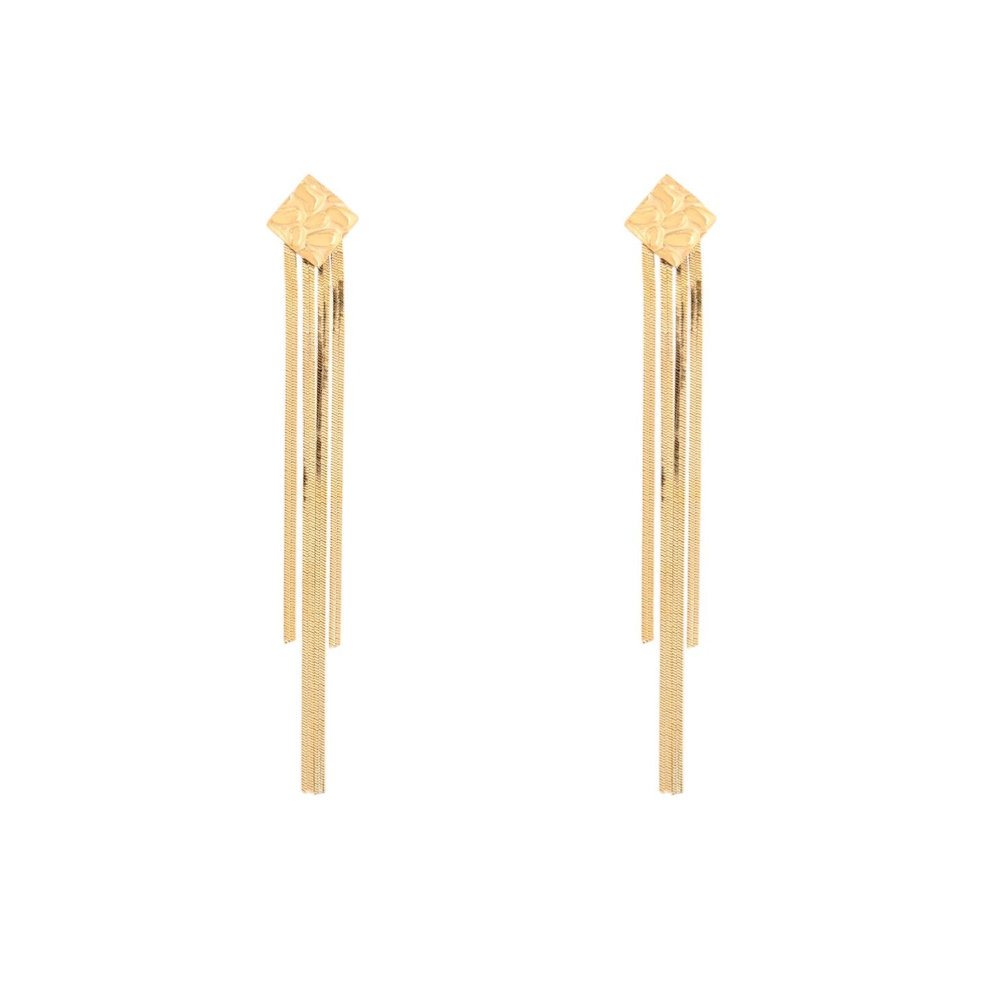 Boucles d'oreilles Esmée acier long avec frange