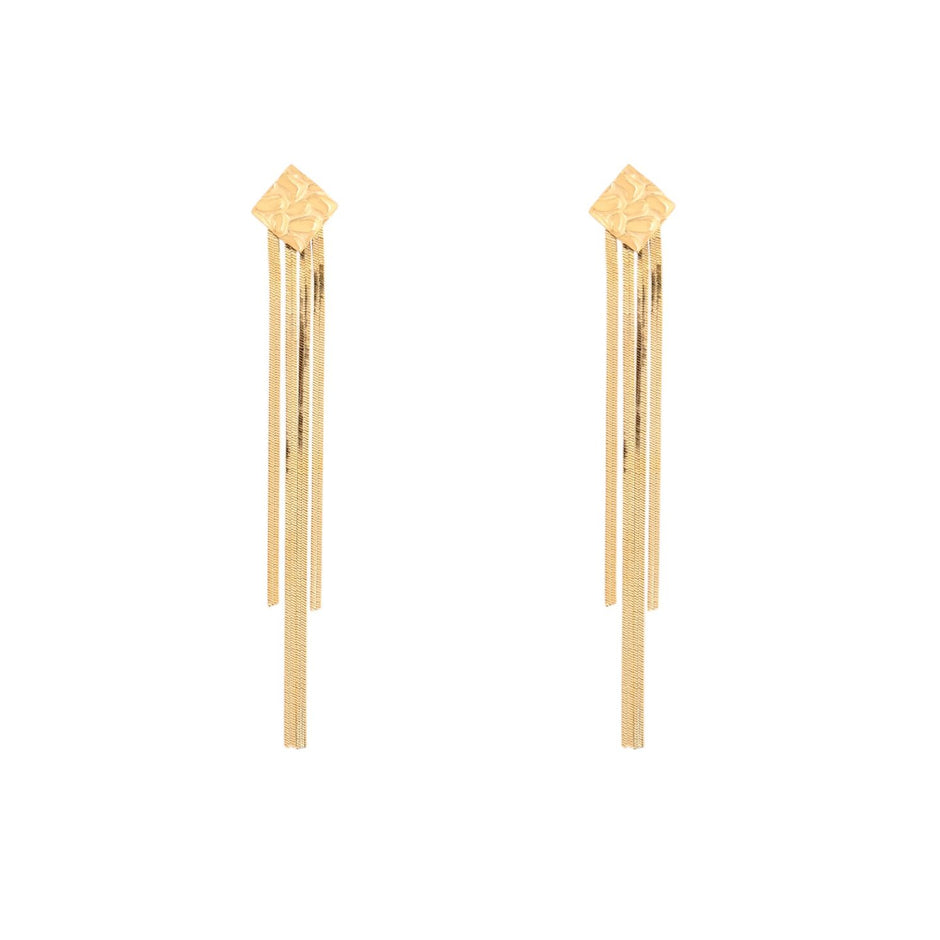 Boucles d'oreilles Esmée acier long avec frange