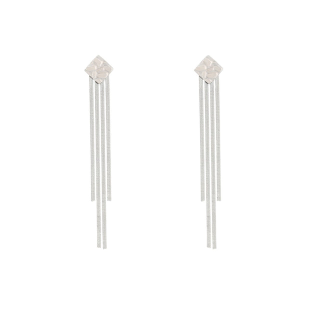 Boucles d'oreilles Esmée acier long avec frange