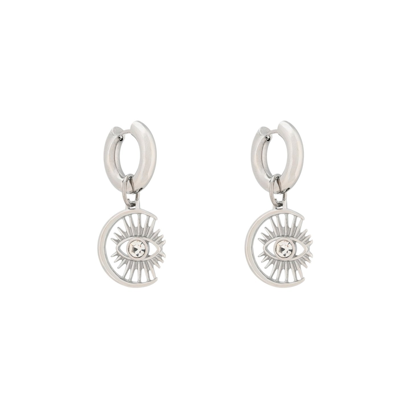 Boucles d'oreilles Alba lune et oeil en acier