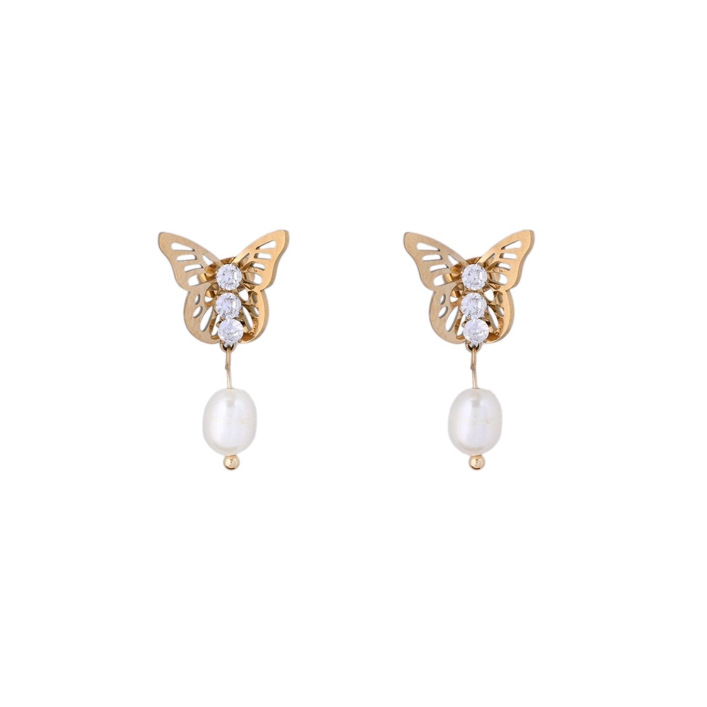 Boucles d'oreilles Esmée papillon avec perle