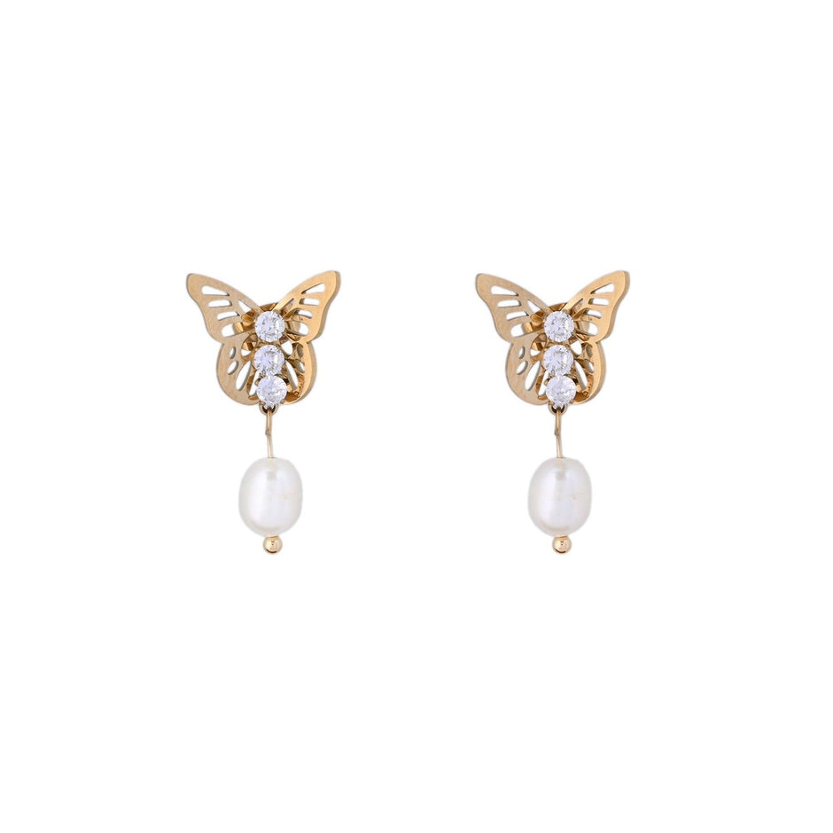 Boucles d'oreilles Esmée papillon avec perle