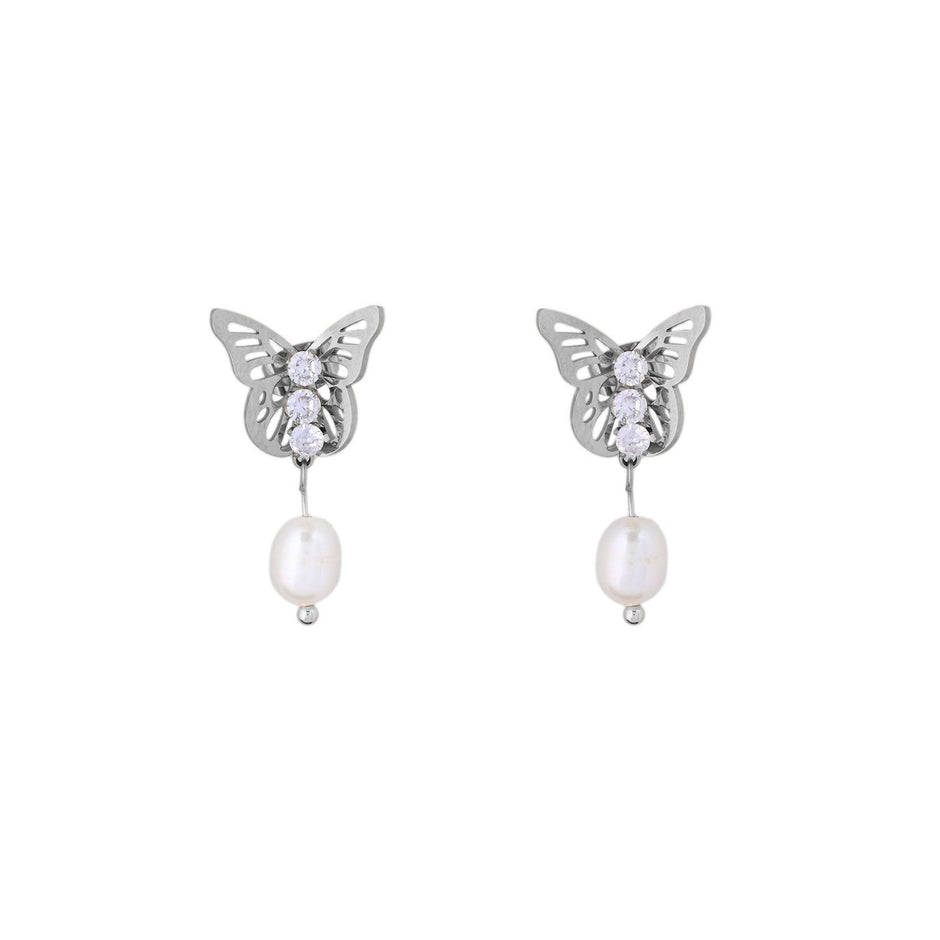 Boucles d'oreilles Esmée papillon avec perle