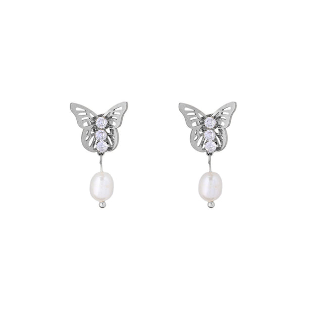 Boucles d'oreilles Esmée papillon avec perle