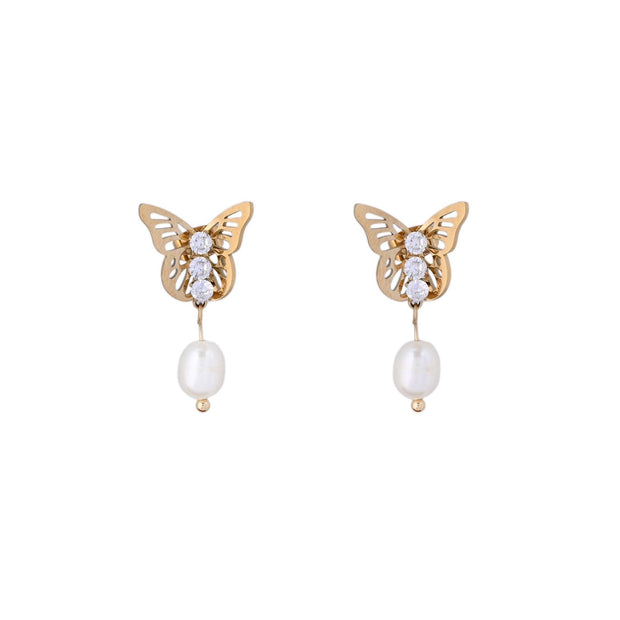 Boucles d'oreilles Esmée papillon avec perle