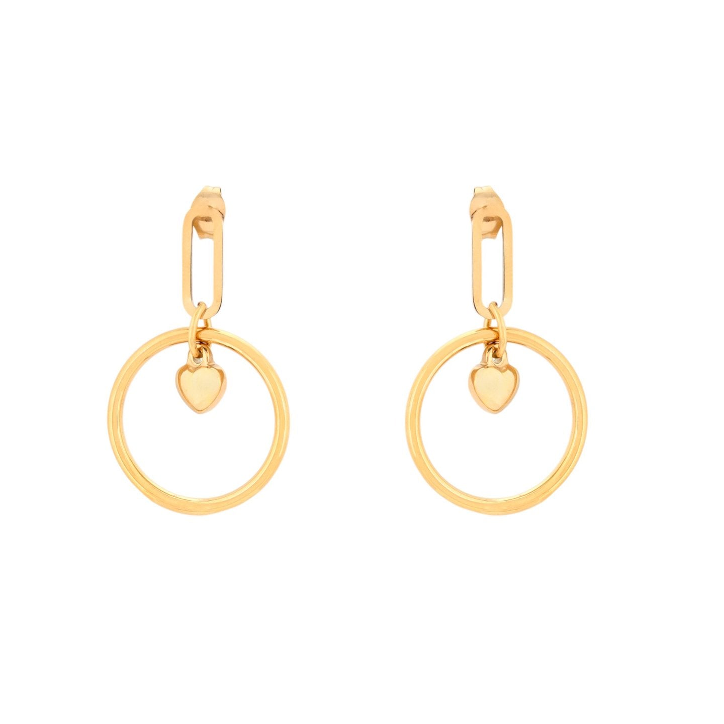 Boucles d'oreilles Esmée en acier rond avec coeur