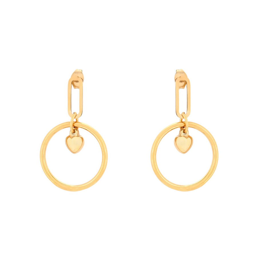 Boucles d'oreilles Esmée en acier rond avec coeur