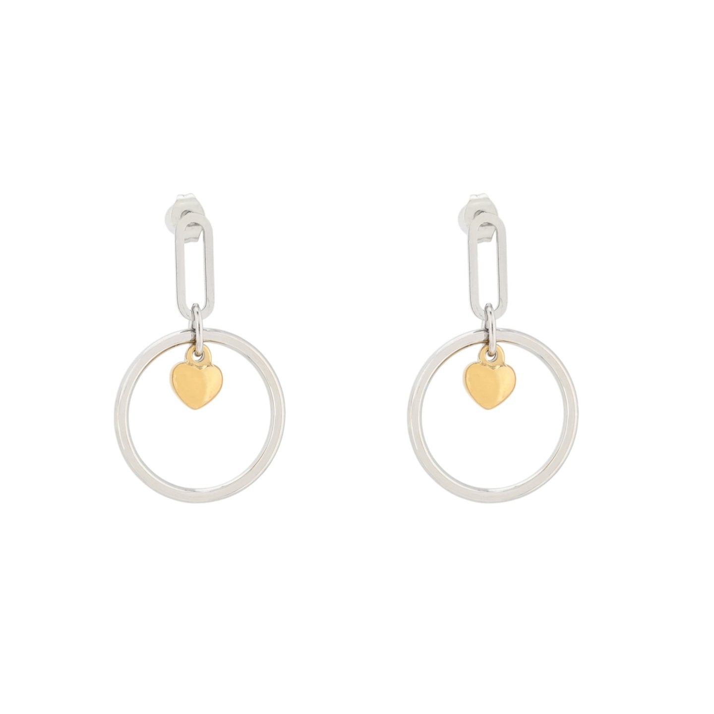 Boucles d'oreilles Esmée en acier rond avec coeur