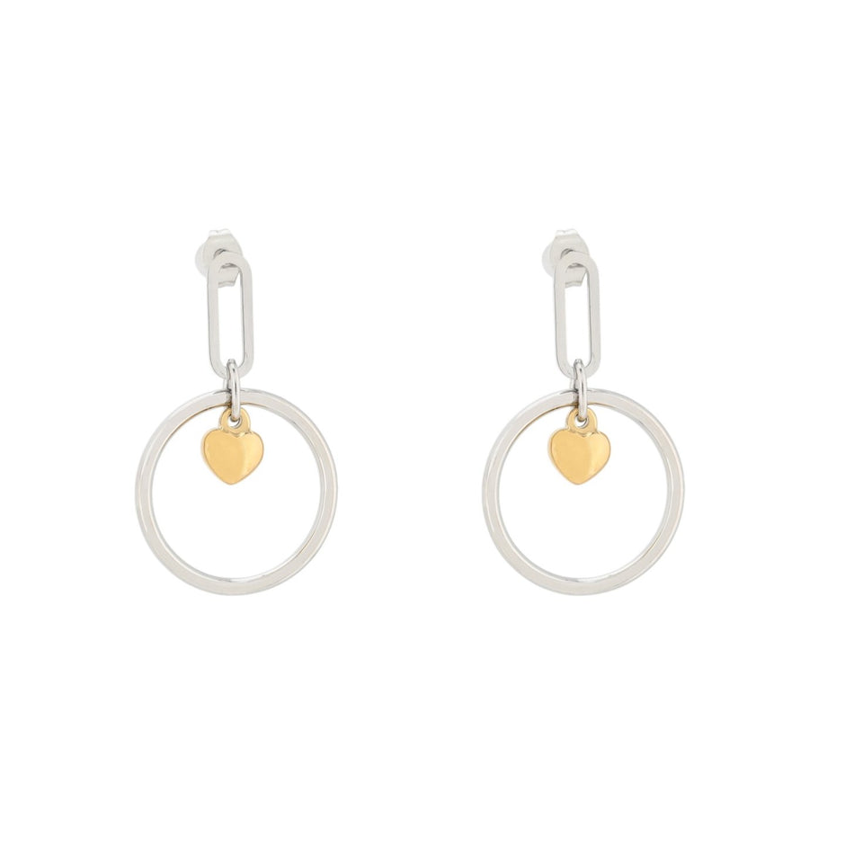 Boucles d'oreilles Esmée en acier rond avec coeur