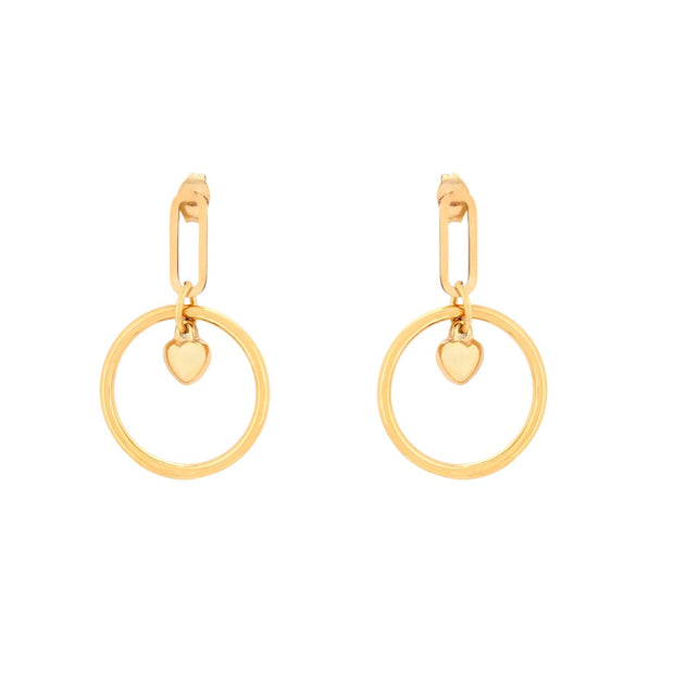 Boucles d'oreilles Esmée en acier rond avec coeur