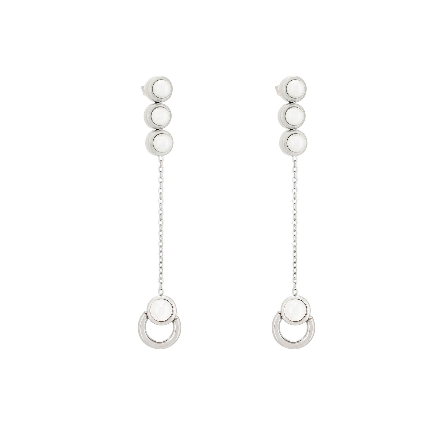 Boucles d'oreilles Esmée en acier long perles