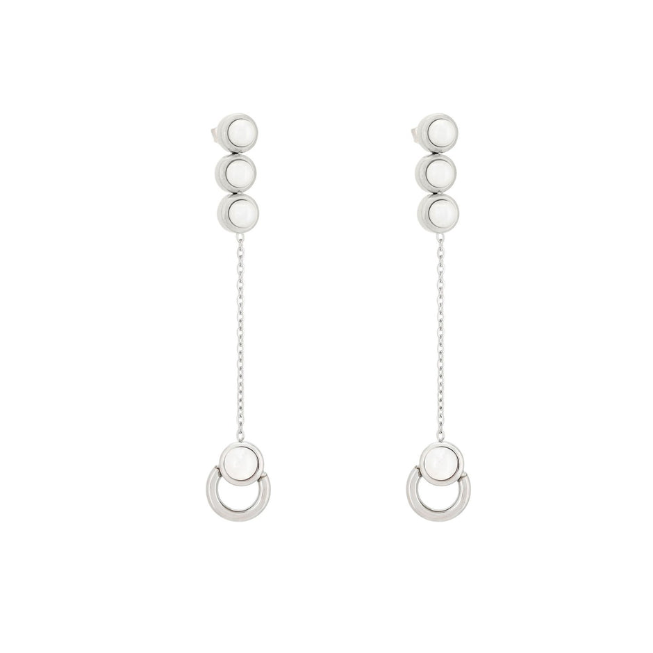 Boucles d'oreilles Esmée en acier long perles