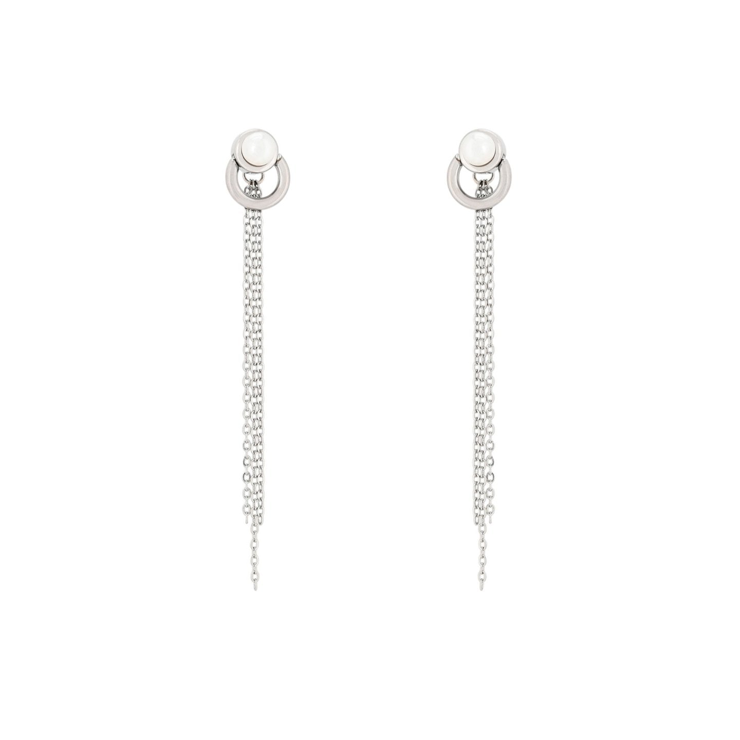 Boucles d'oreilles Alba en acier long avec perle