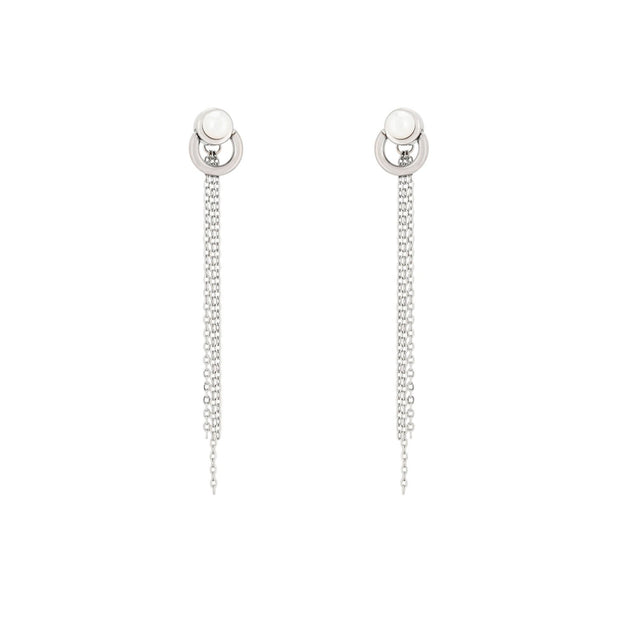 Boucles d'oreilles Alba en acier long avec perle