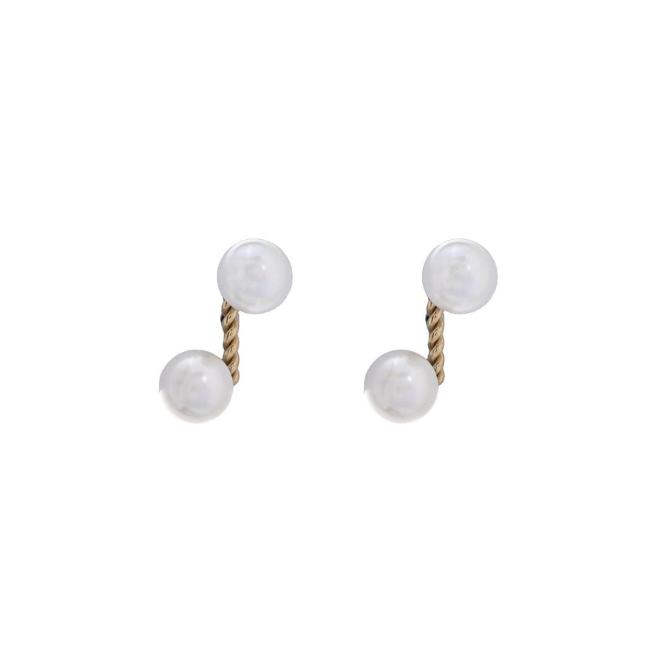 Boucles d'oreilles Alba en acier perles doubles