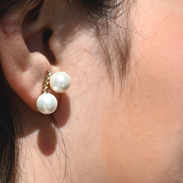 Boucles d'oreilles Alba en acier perles doubles
