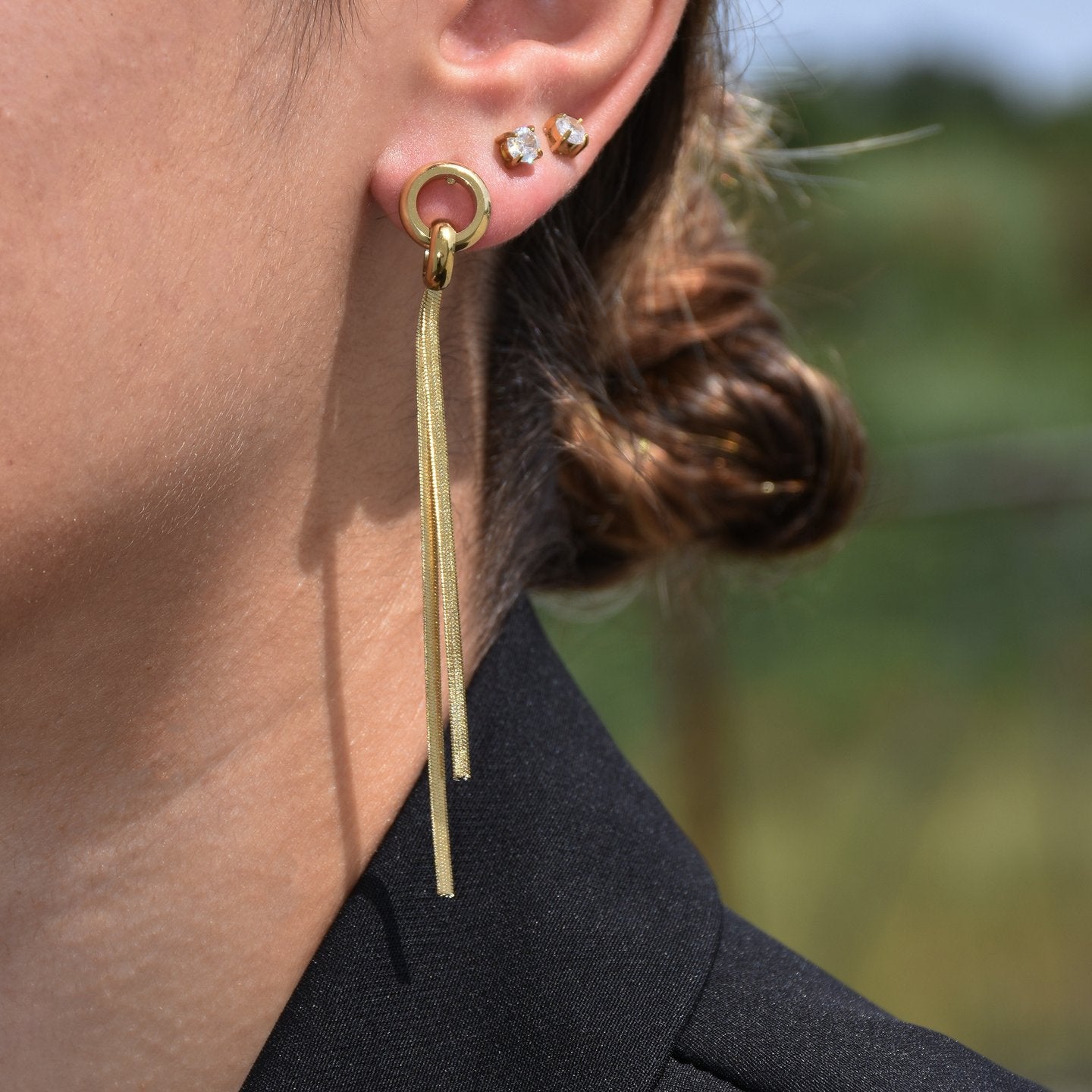 Boucle d'oreille Esmée longue entrelacée