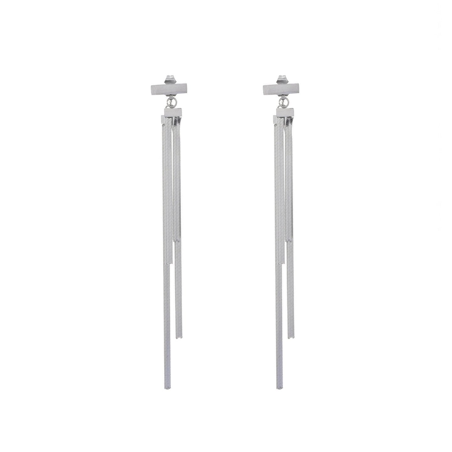 Boucles d'oreilles Esmée en acier long avec frange