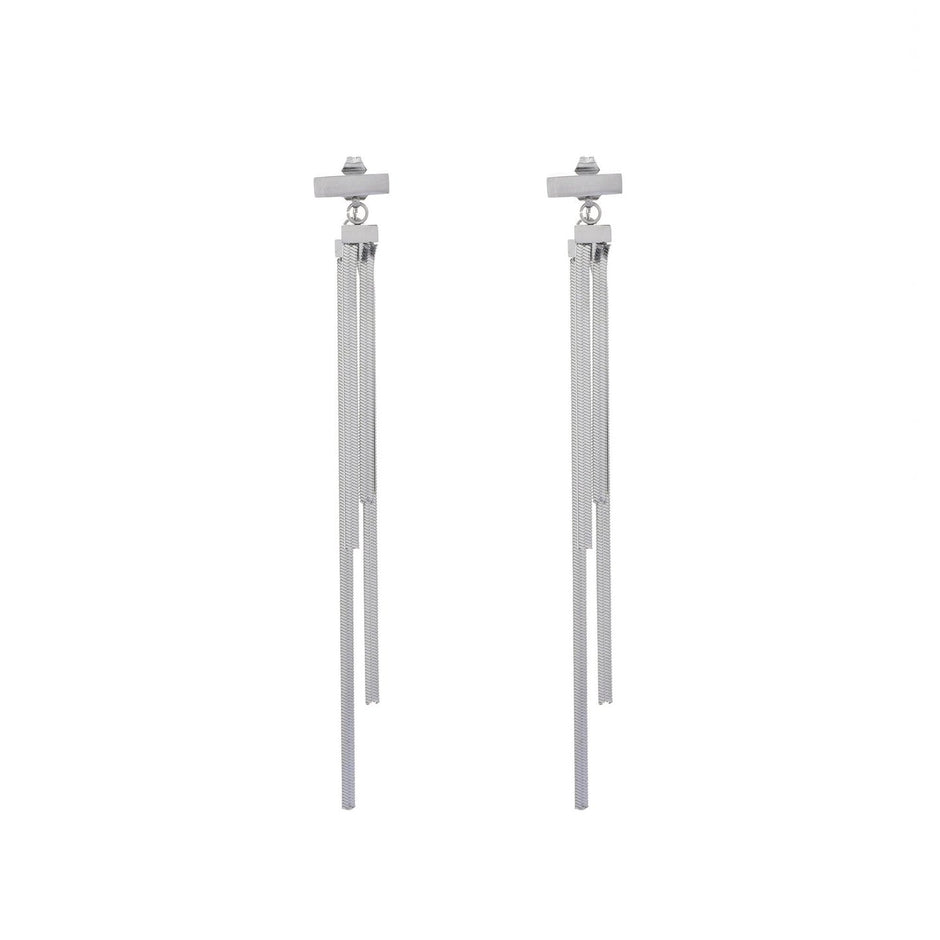 Boucles d'oreilles Esmée en acier long avec frange