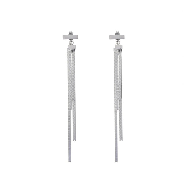 Boucles d'oreilles Esmée en acier long avec frange