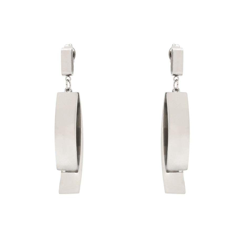 Boucles d'oreilles Esmée acier suspendu géométrique