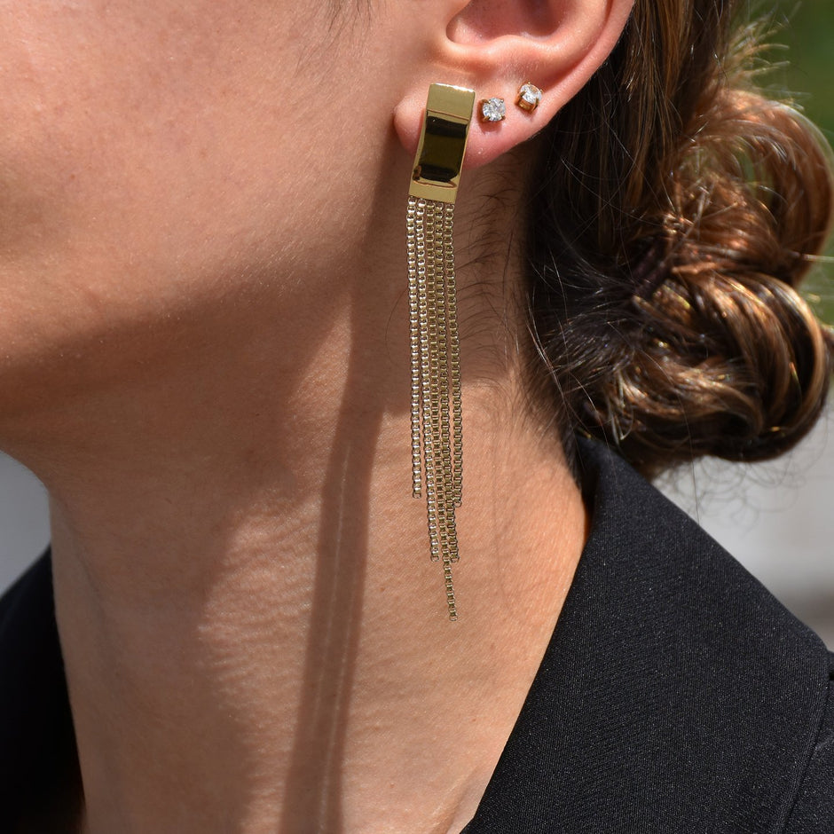 Boucles d'oreilles Esmée longues sur chaînes