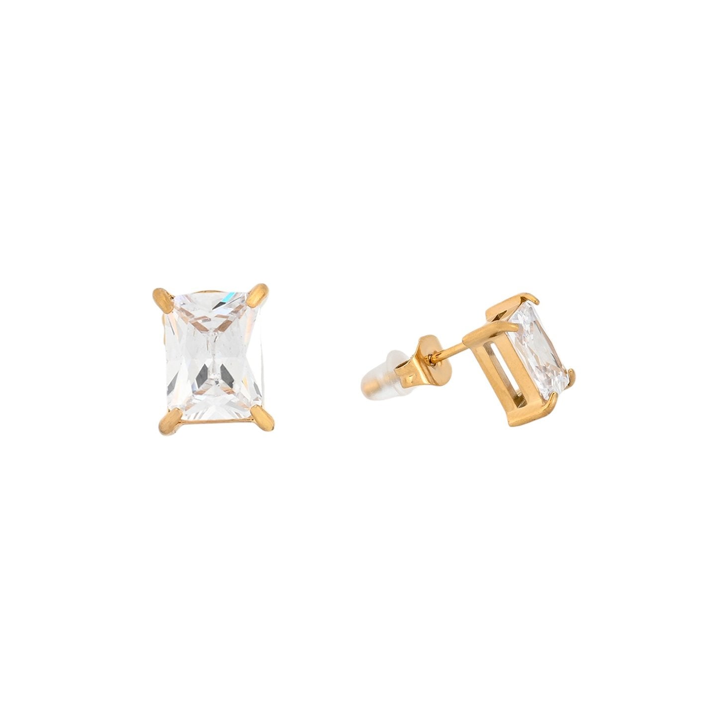 Boucles d'oreilles Alba acier pierre rectangulaire