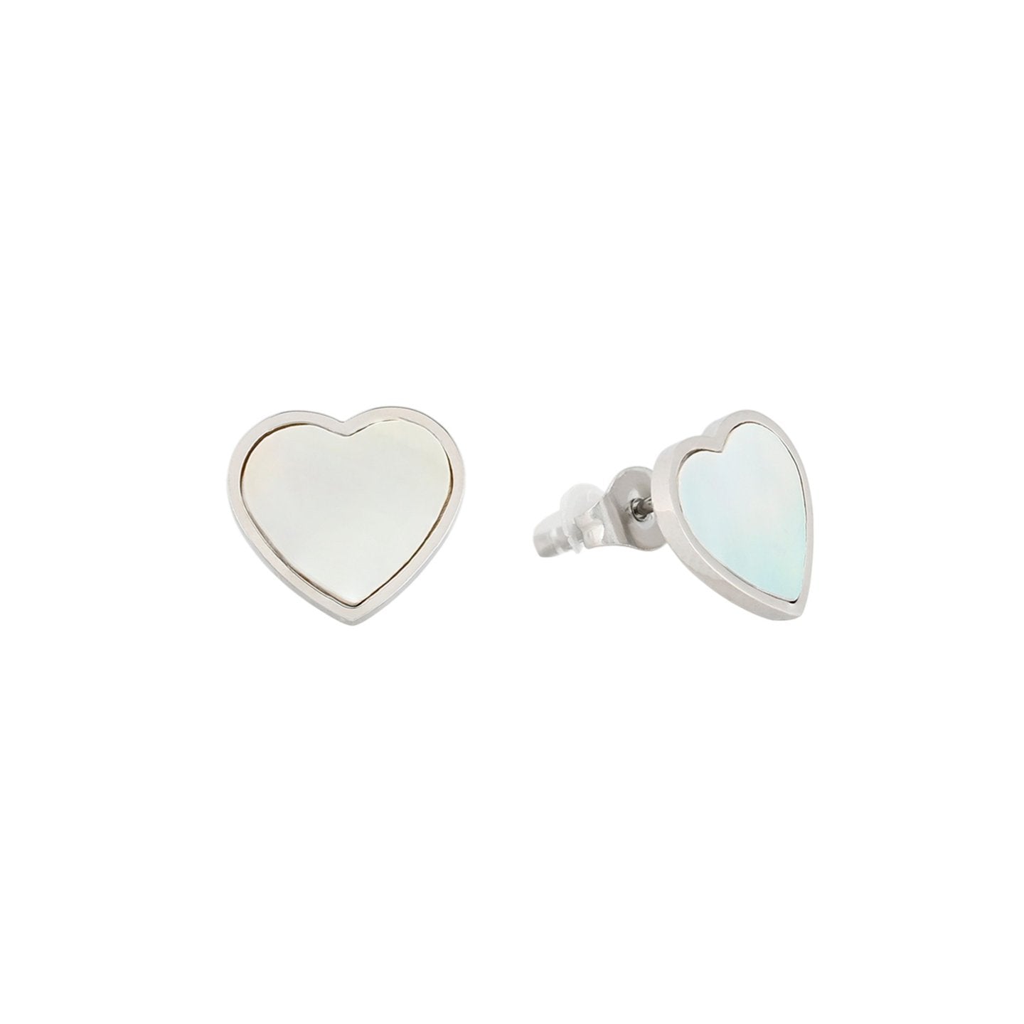 Boucles d'oreille Alba acier coeur nacre