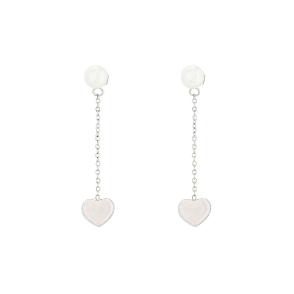 Boucles d'oreilles Alba en acier avec pendentif cœur