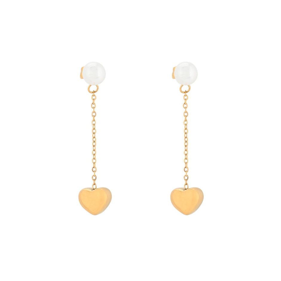 Boucles d'oreilles Alba en acier avec pendentif cœur