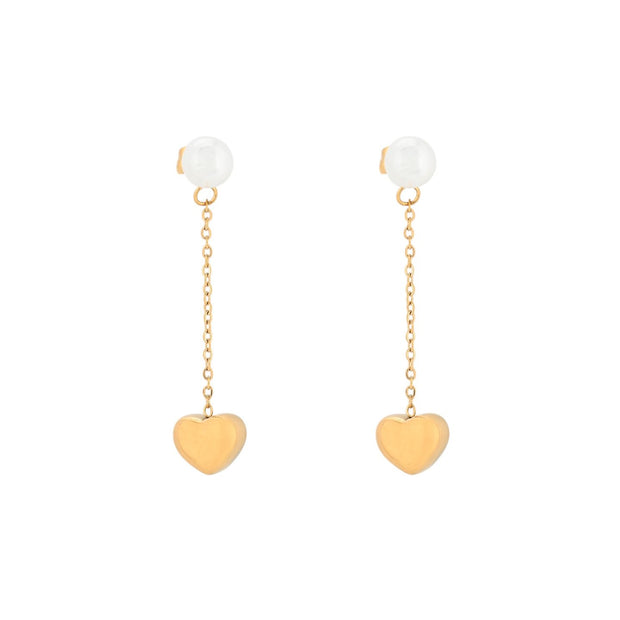 Boucles d'oreilles Alba en acier avec pendentif cœur
