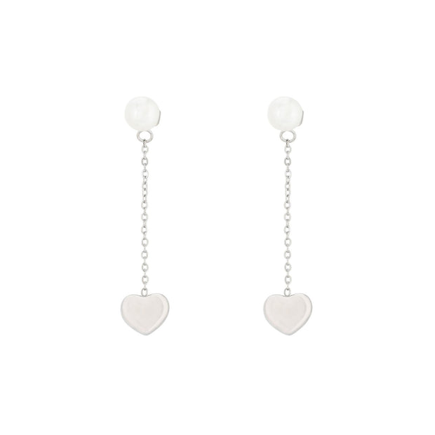 Boucles d'oreilles Alba en acier avec pendentif cœur