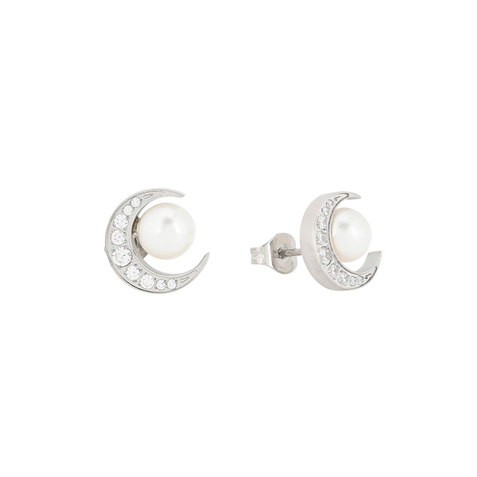 Boucles d'oreilles Alba lune brillante avec perle