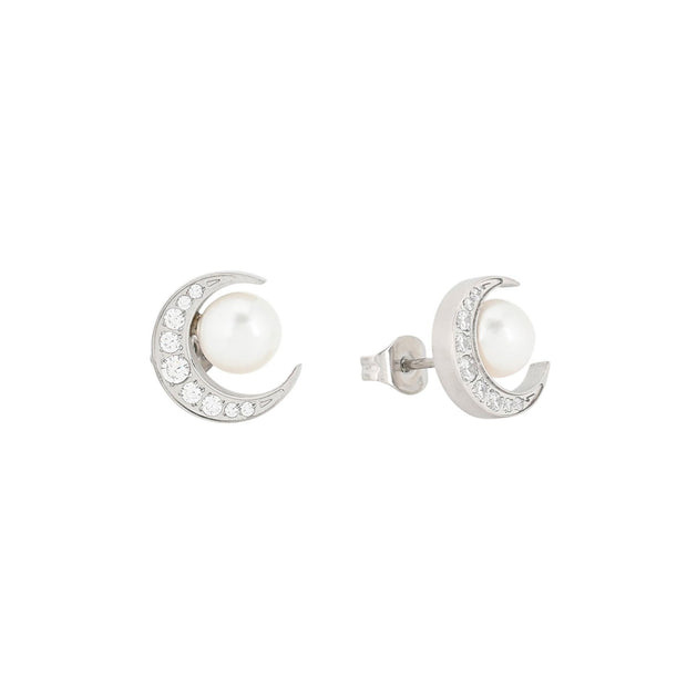 Boucles d'oreilles Alba lune brillante avec perle