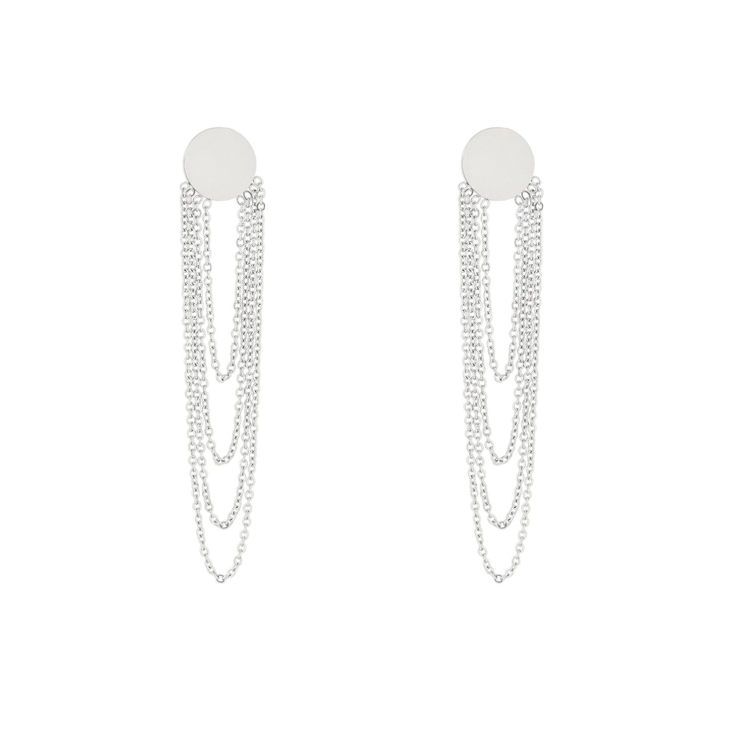 Boucles d'oreilles Alba en acier long chaîne et cercle