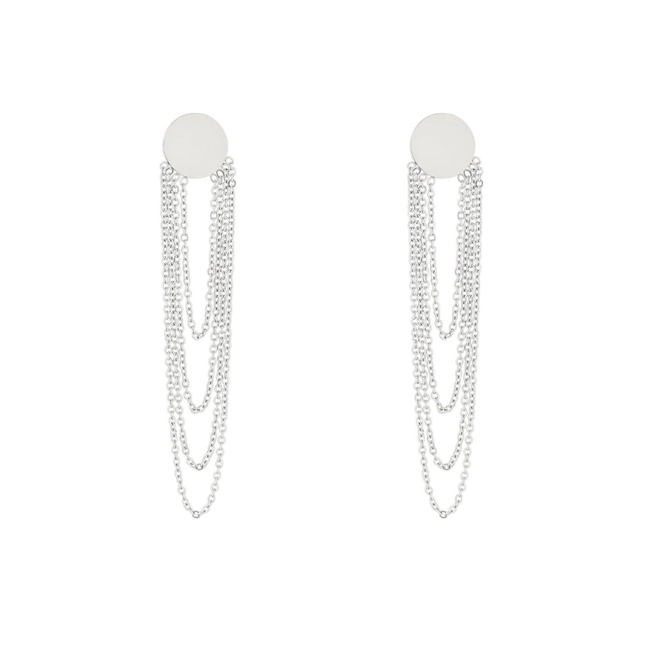 Boucles d'oreilles Alba en acier long chaîne et cercle