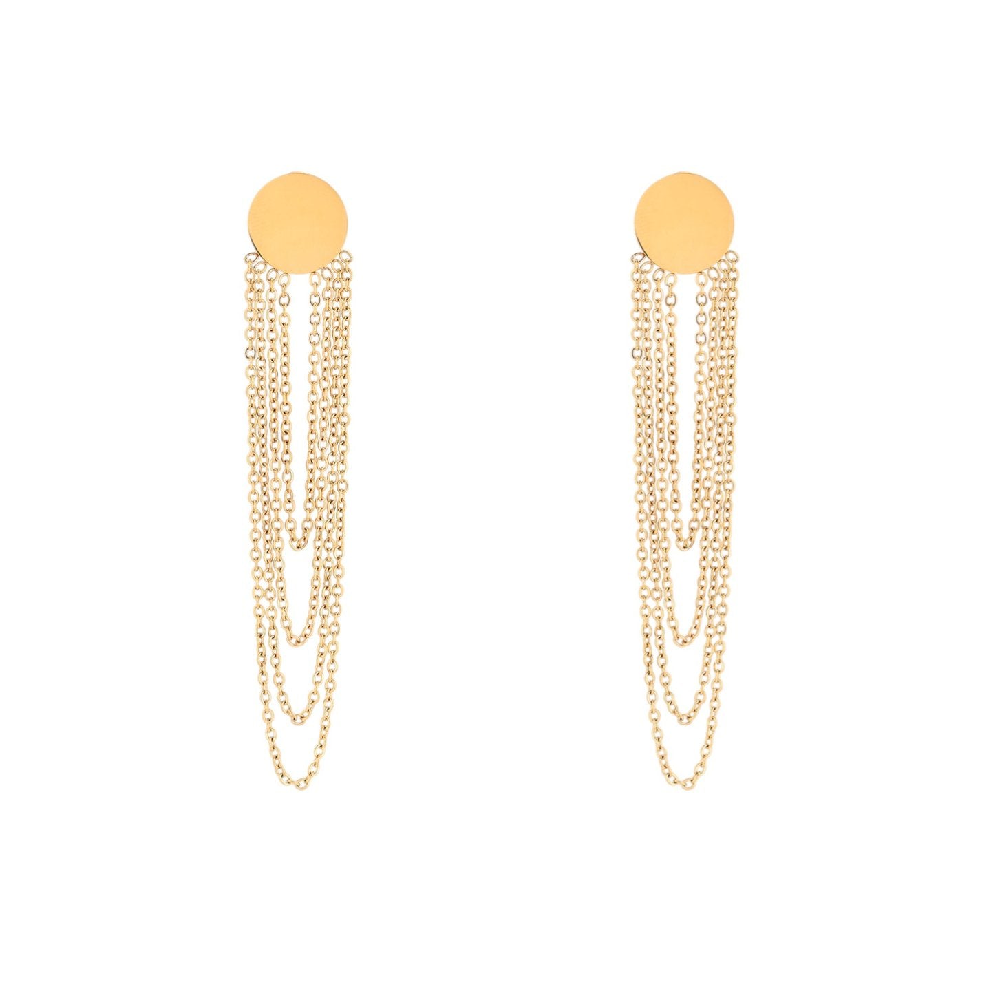 Boucles d'oreilles Alba en acier long chaîne et cercle