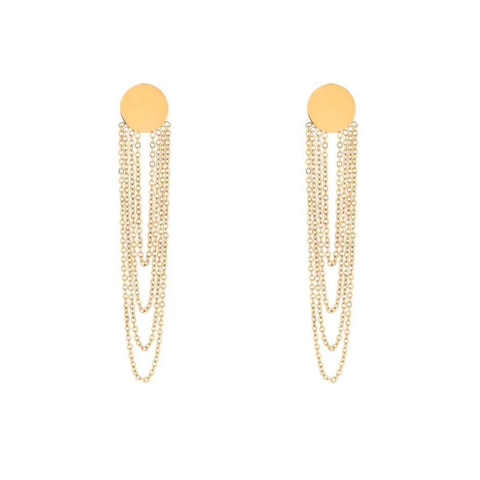 Boucles d'oreilles Alba en acier long chaîne et cercle