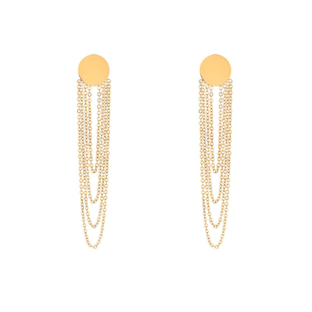 Boucles d'oreilles Alba en acier long chaîne et cercle