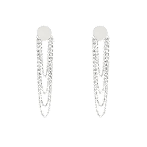 Boucles d'oreilles Alba en acier long chaîne et cercle