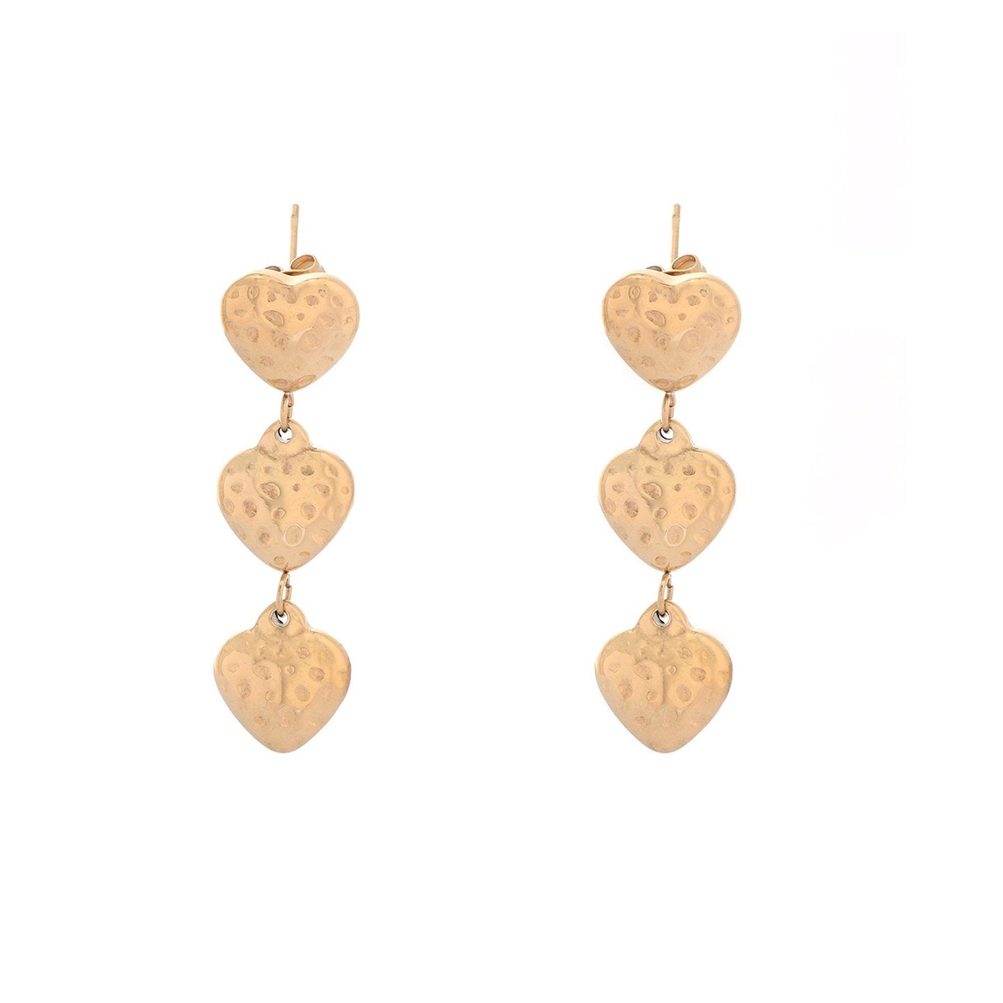 Boucles d'oreilles Esmée acier suspendu cœurs